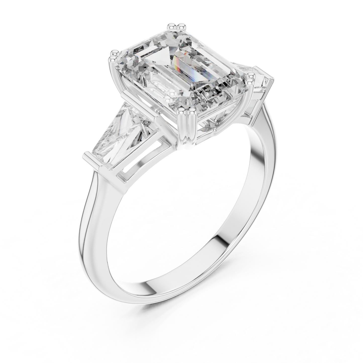 Emerald Cut Three Stone Ring