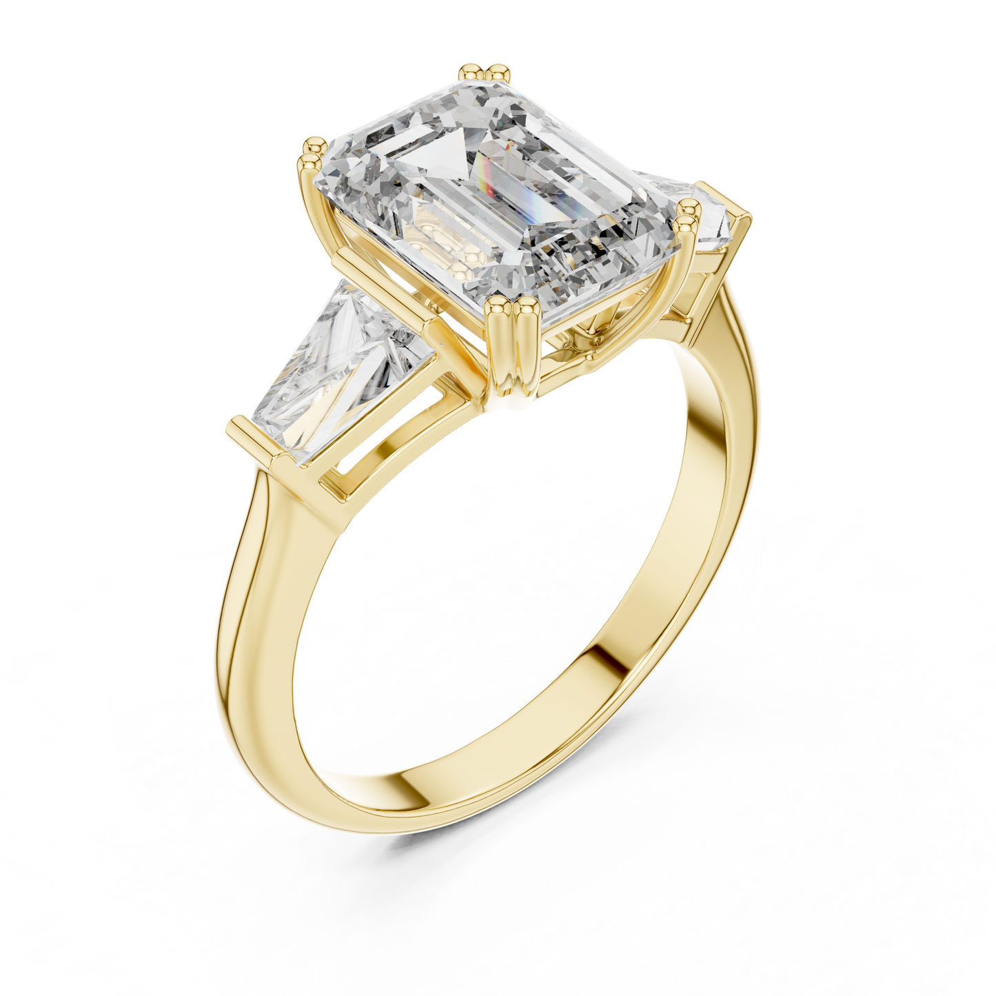 Emerald Cut Three Stone Ring