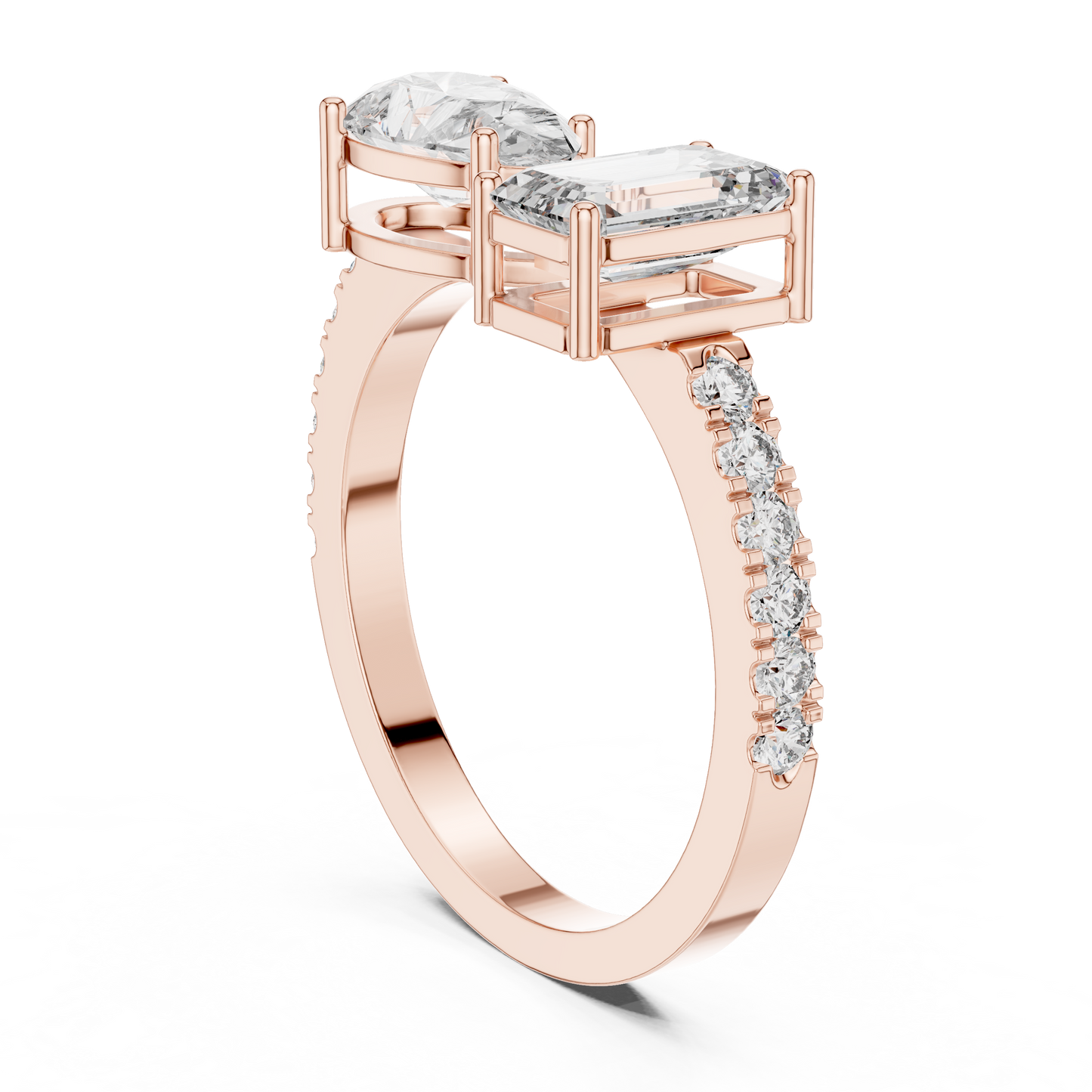 Pear and Emerald Cut Toi et Moi Ring