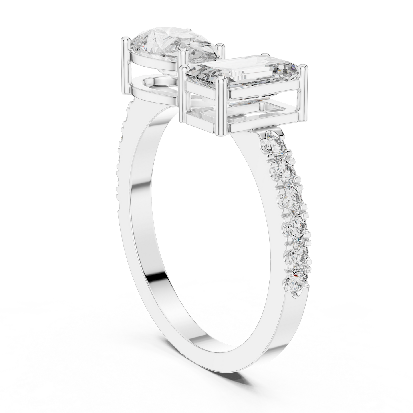 Pear and Emerald Cut Toi et Moi Ring