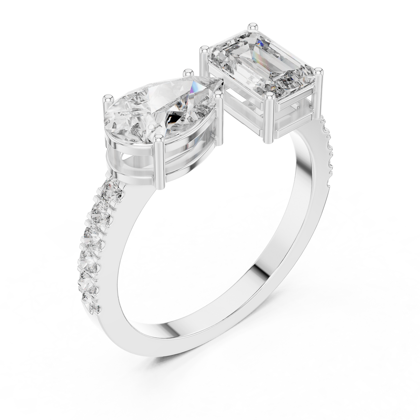 Pear and Emerald Cut Toi et Moi Ring