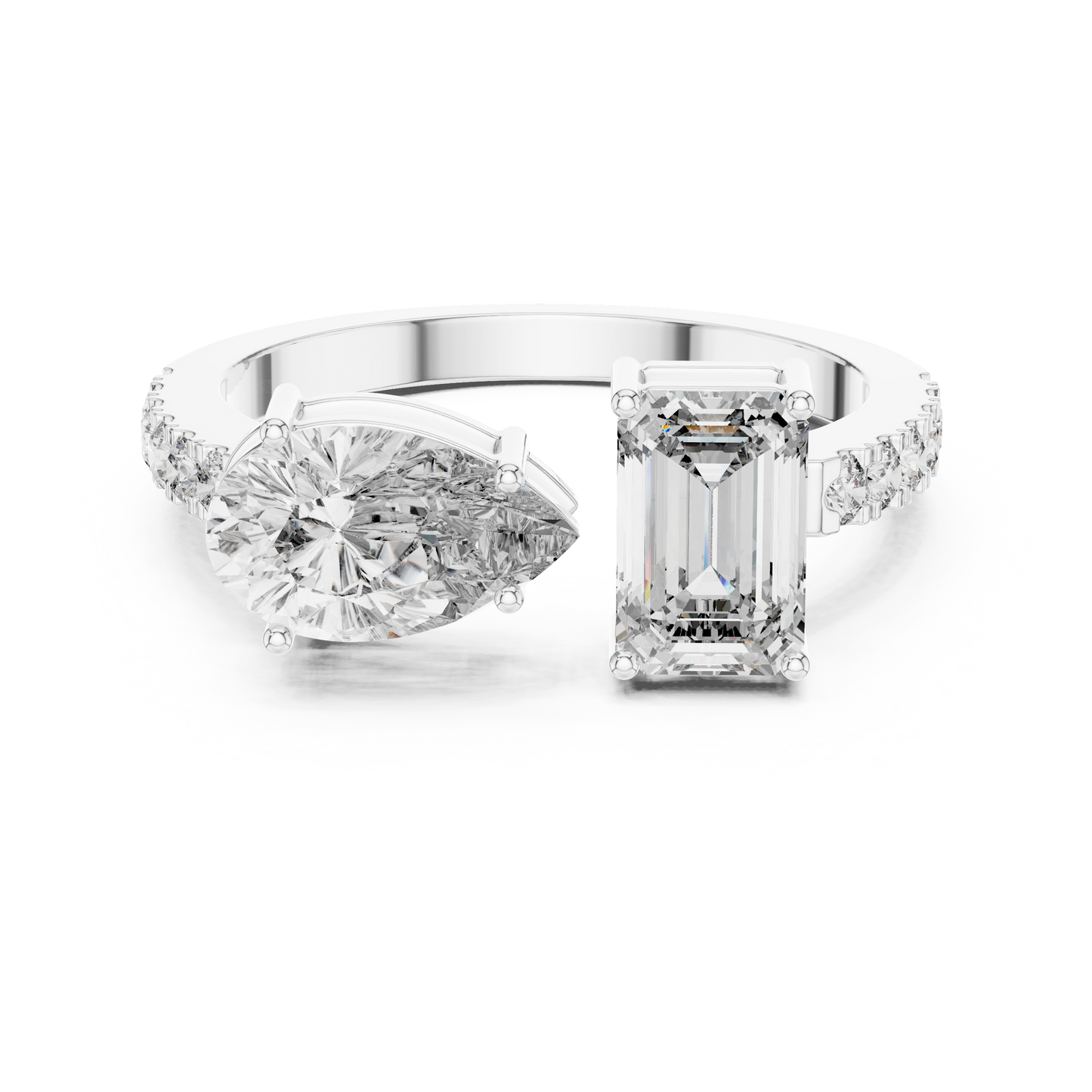 Pear and Emerald Cut Toi et Moi Ring