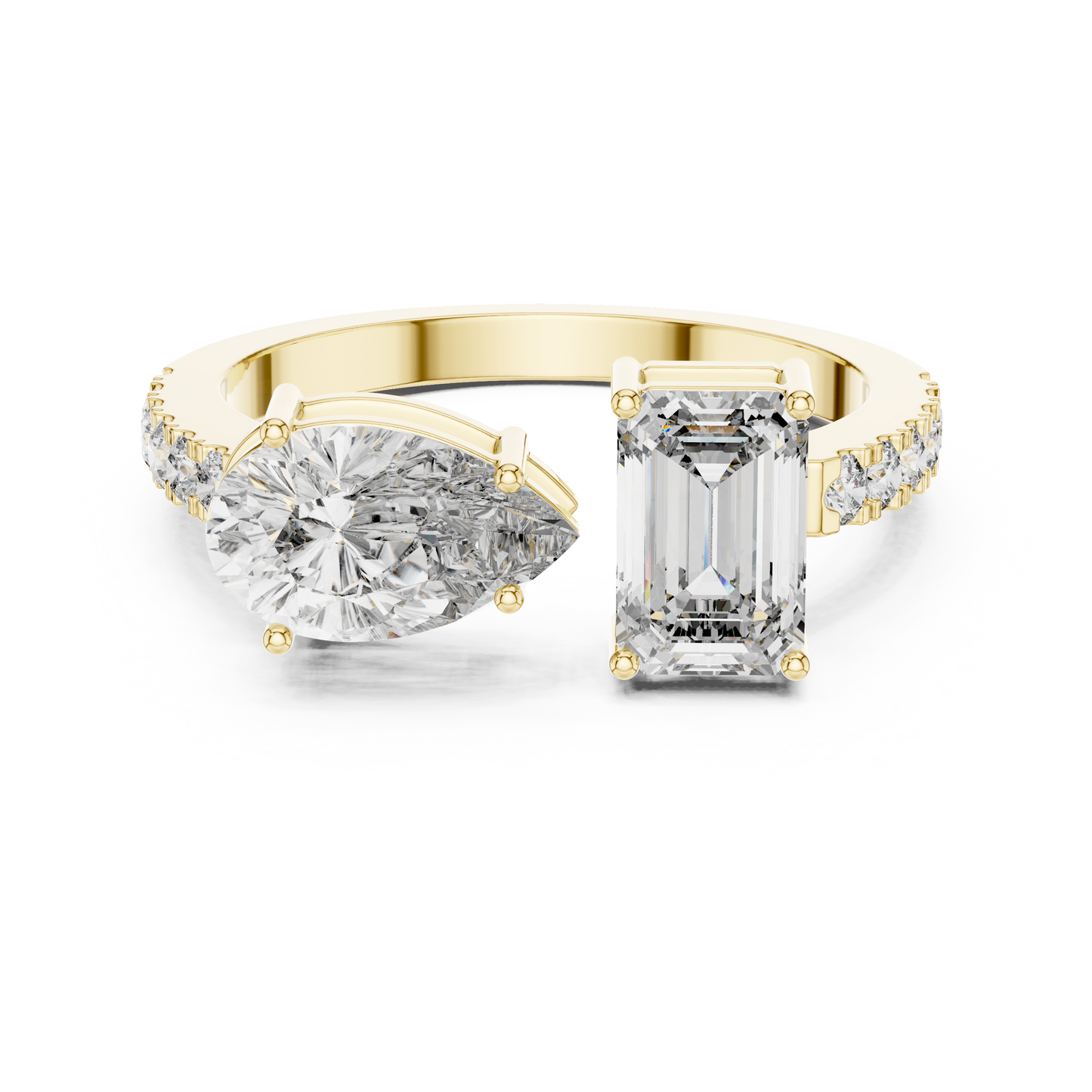 Pear and Emerald Cut Toi et Moi Ring