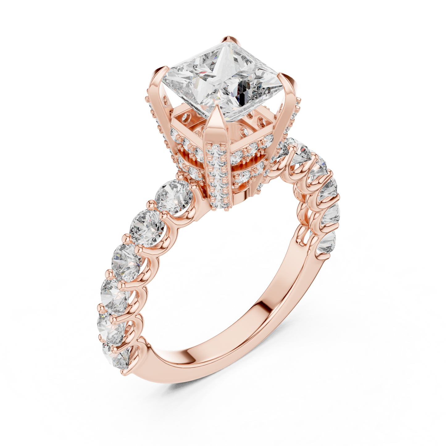 Princess Cut Hidden Halo Ring