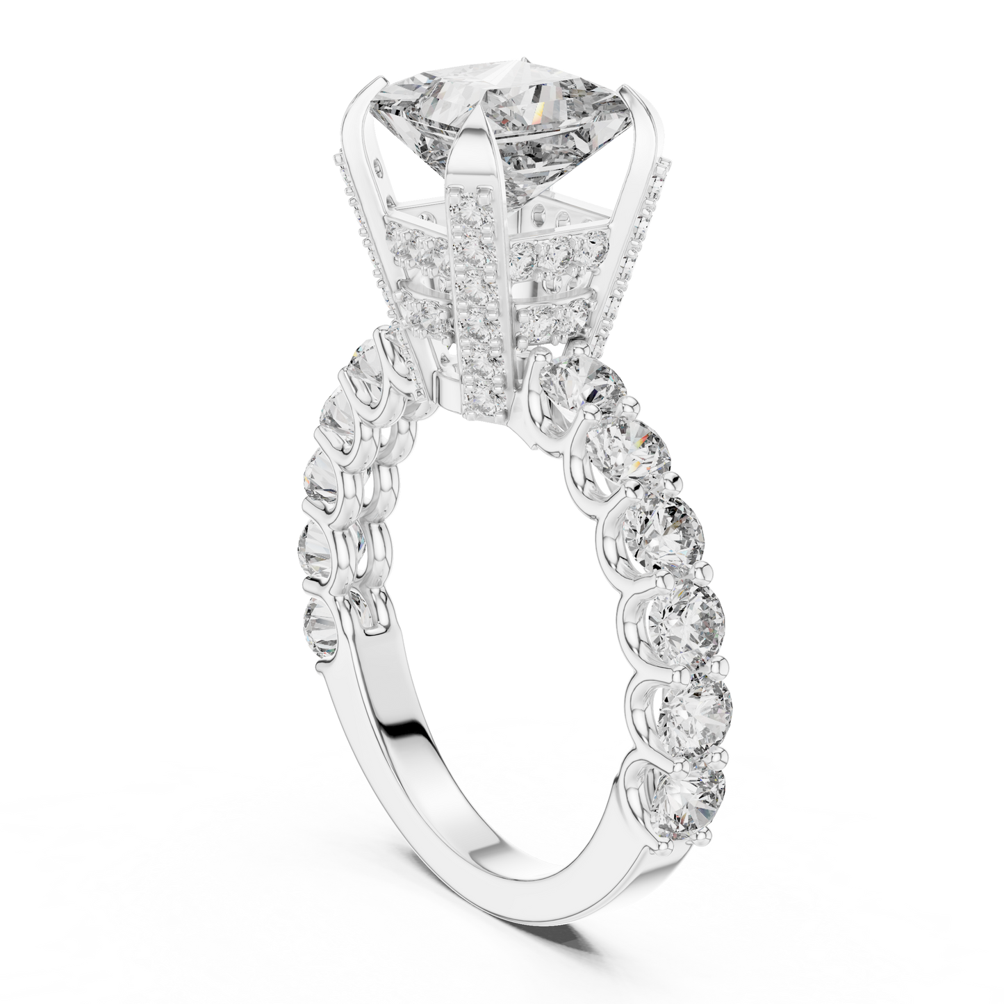 Princess Cut Hidden Halo Ring