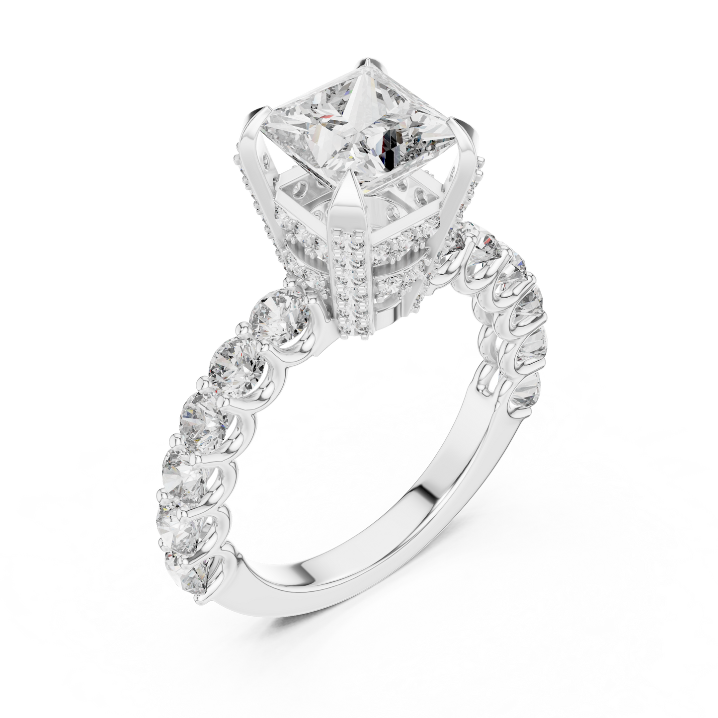 Princess Cut Hidden Halo Ring