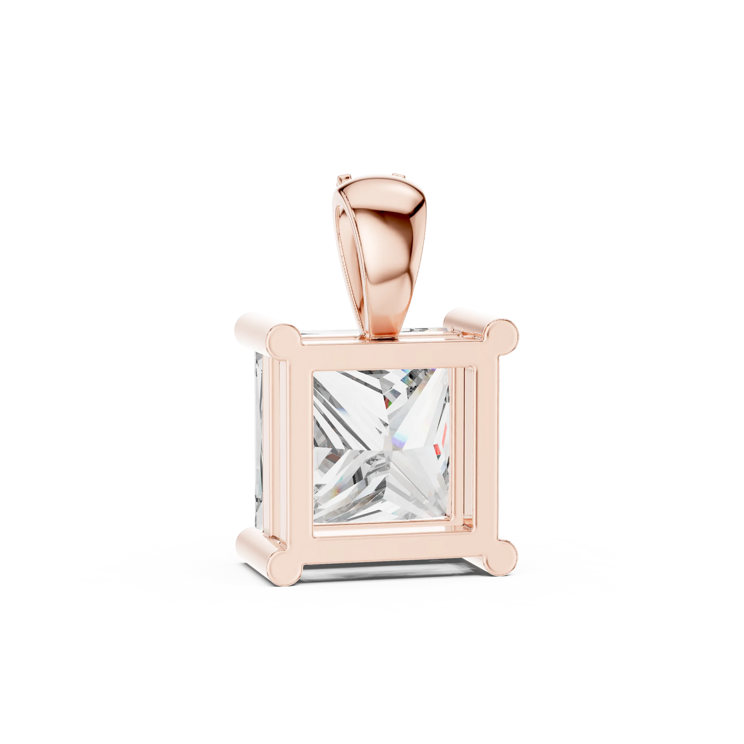 0.043ct Princess Cut Solitaire Pendant with Diamond Bail