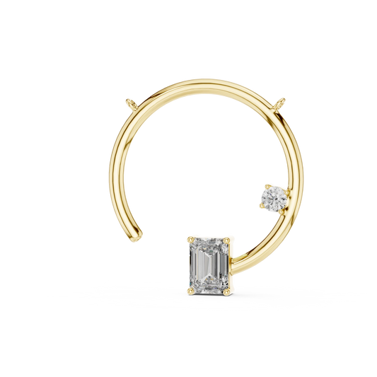 0.87ct Emerald Cut and Round Diamond Open Circle Pendant Necklace