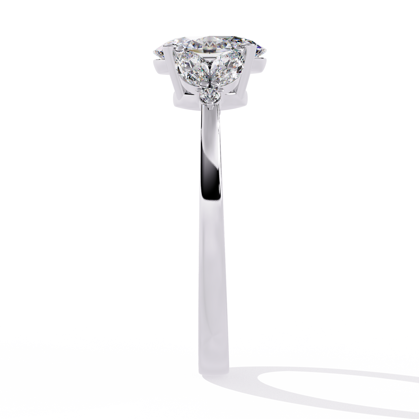 Oval Engagement Ring with Marquise Side Stones