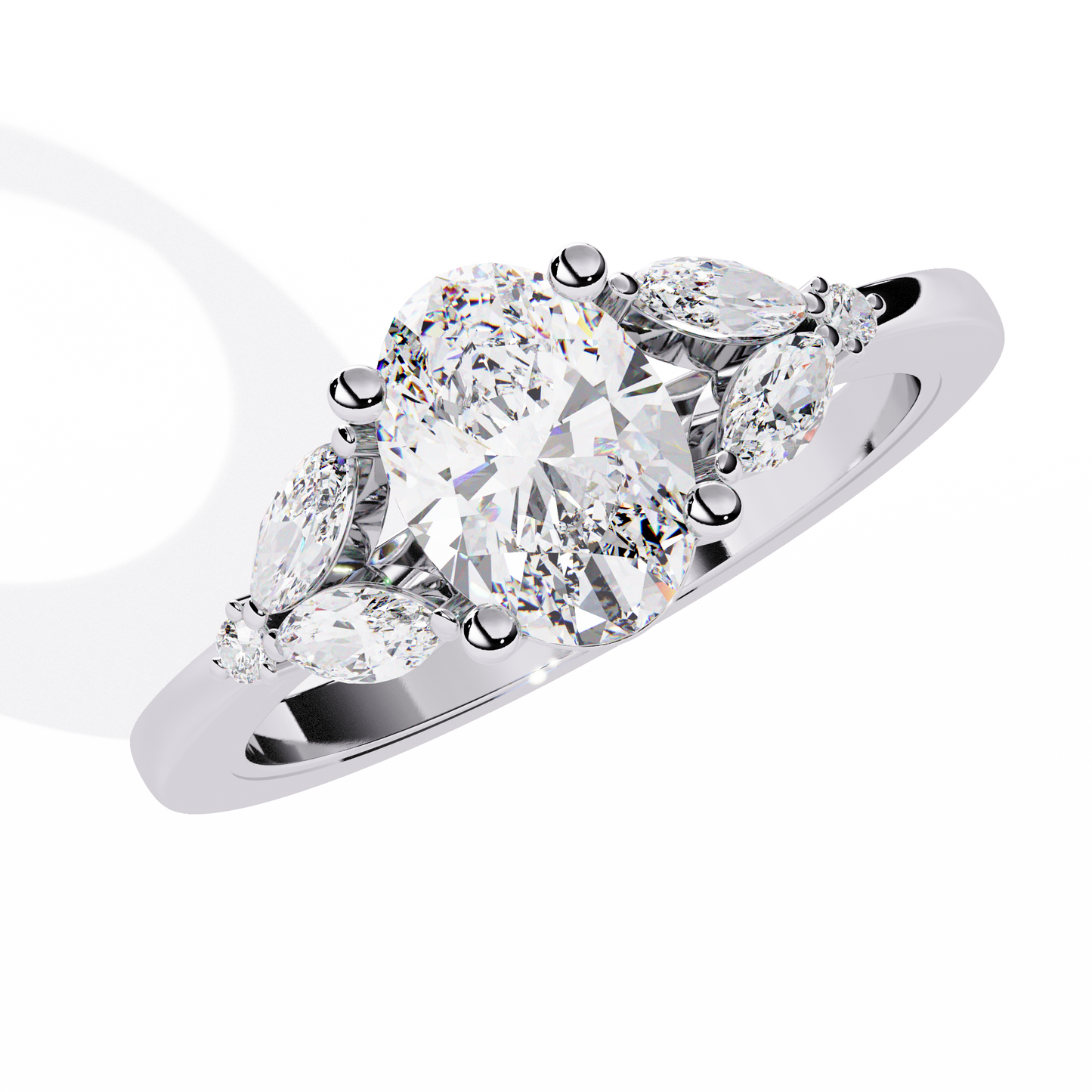 Oval Engagement Ring with Marquise Side Stones