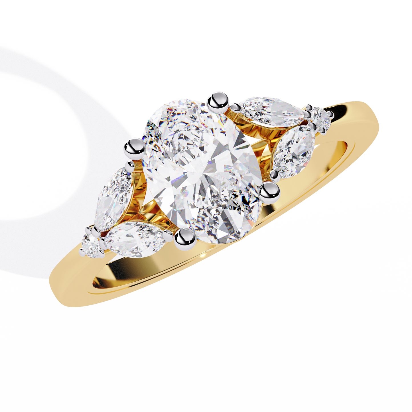 Oval Engagement Ring with Marquise Side Stones