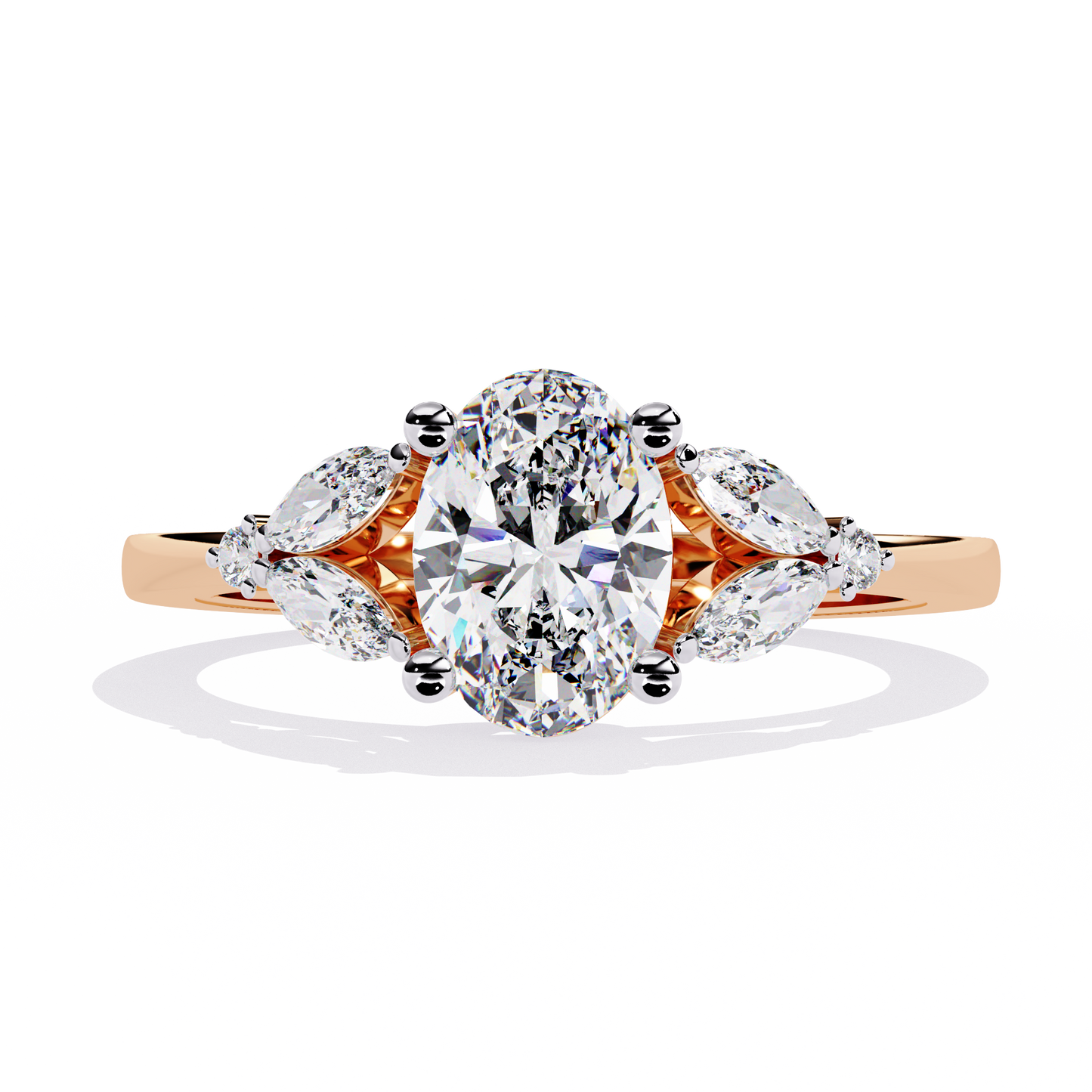Oval Engagement Ring with Marquise Side Stones