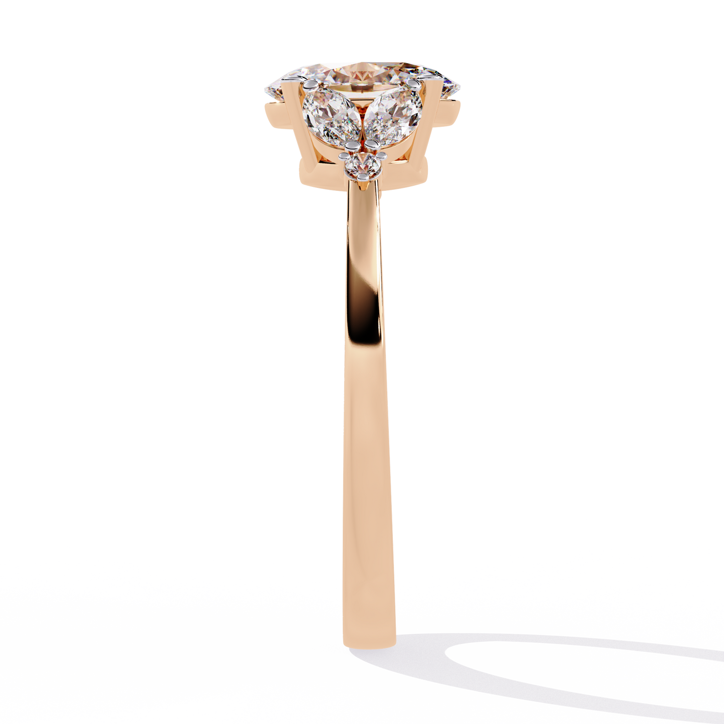 Oval Engagement Ring with Marquise Side Stones