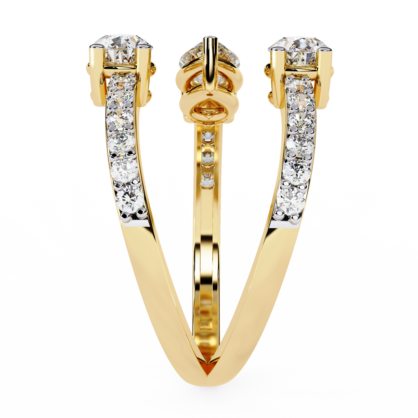 Diamond Serpent Wrap Ring | Modern Three Stone Design