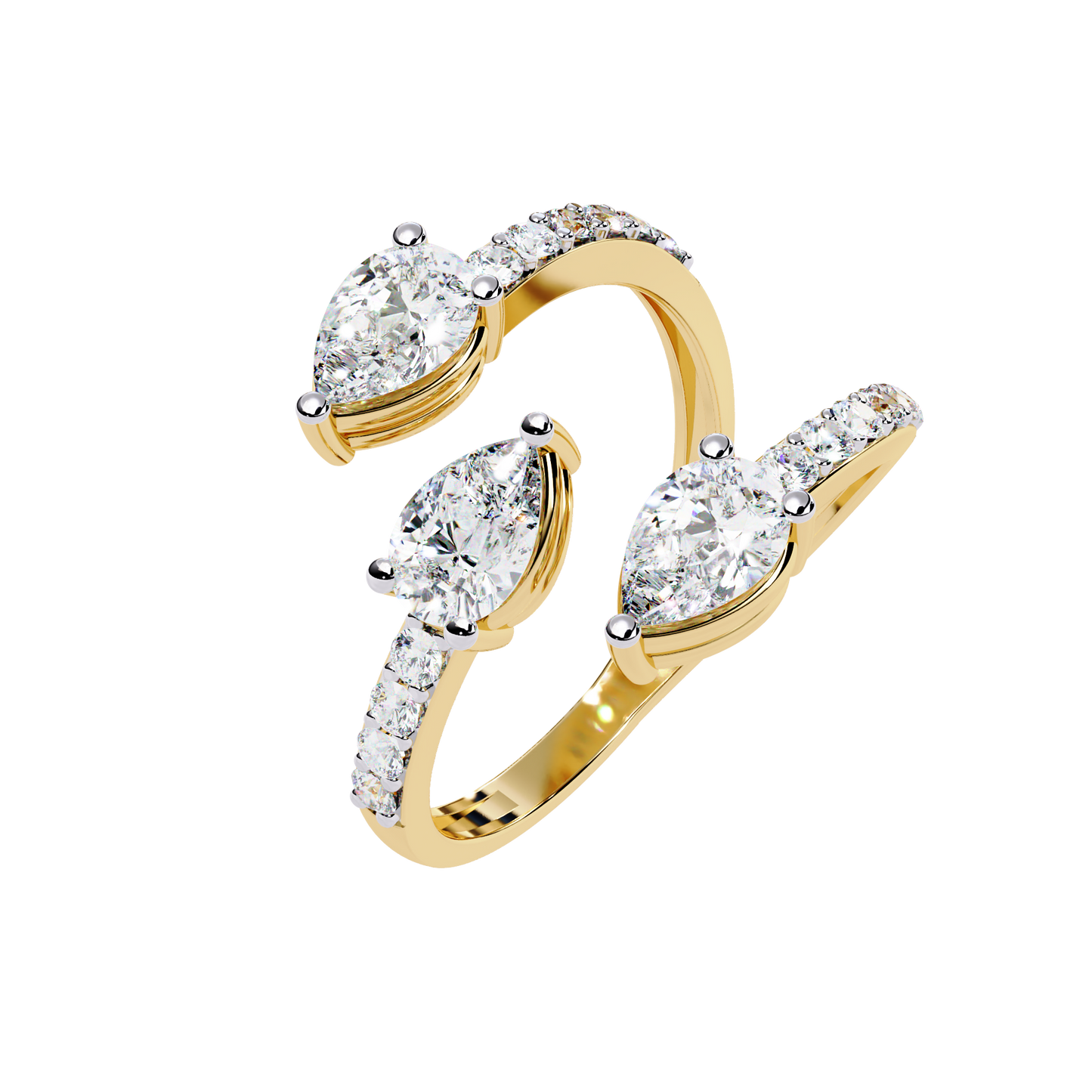 Diamond Serpent Wrap Ring | Modern Three Stone Design