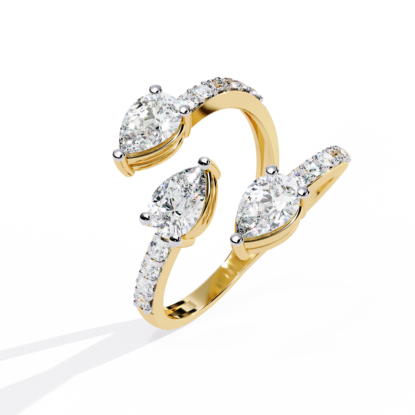 Diamond Serpent Wrap Ring | Modern Three Stone Design