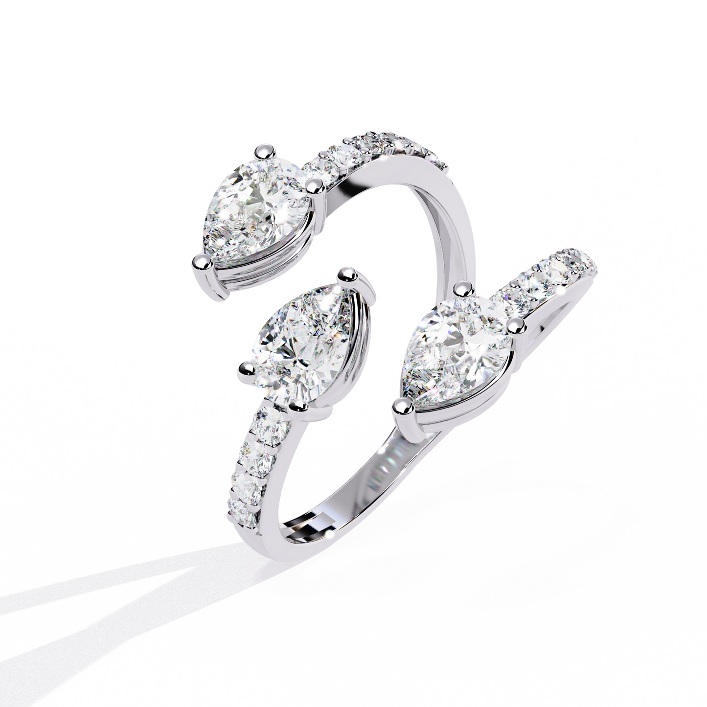 Diamond Serpent Wrap Ring | Modern Three Stone Design