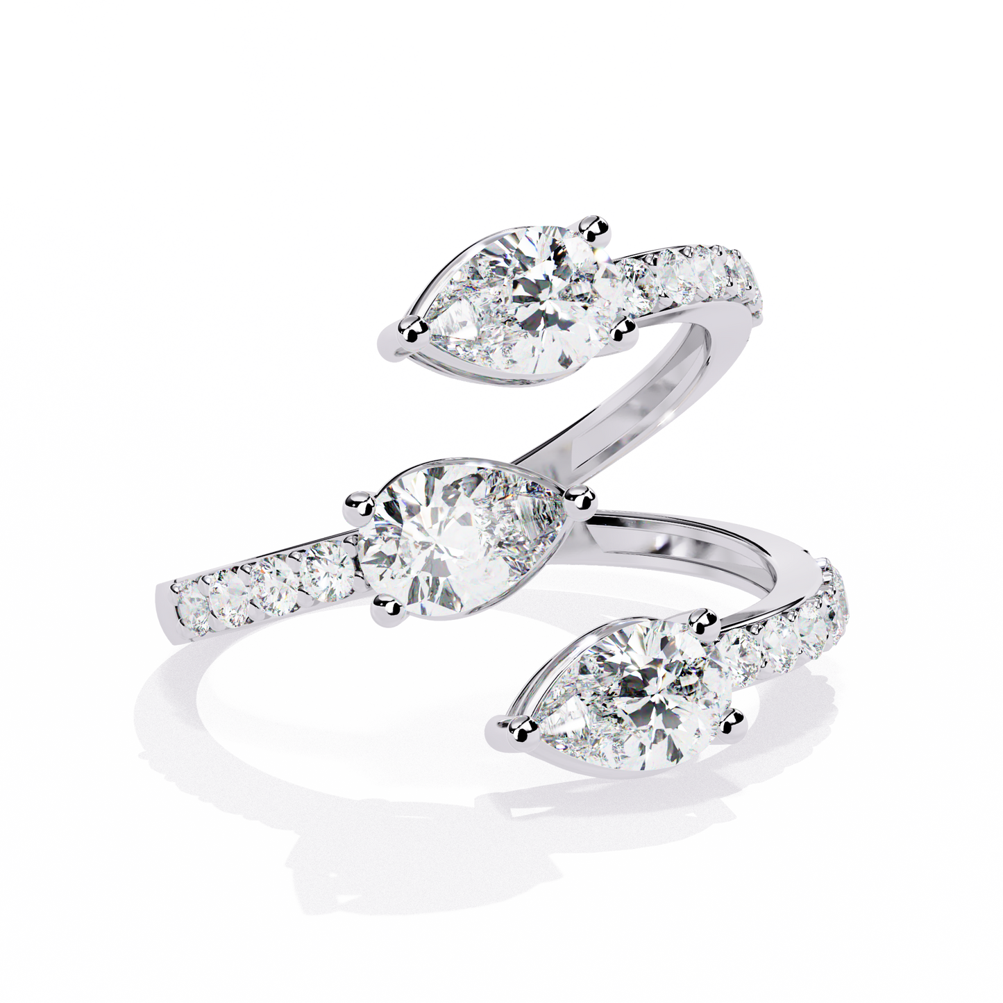Diamond Serpent Wrap Ring | Modern Three Stone Design