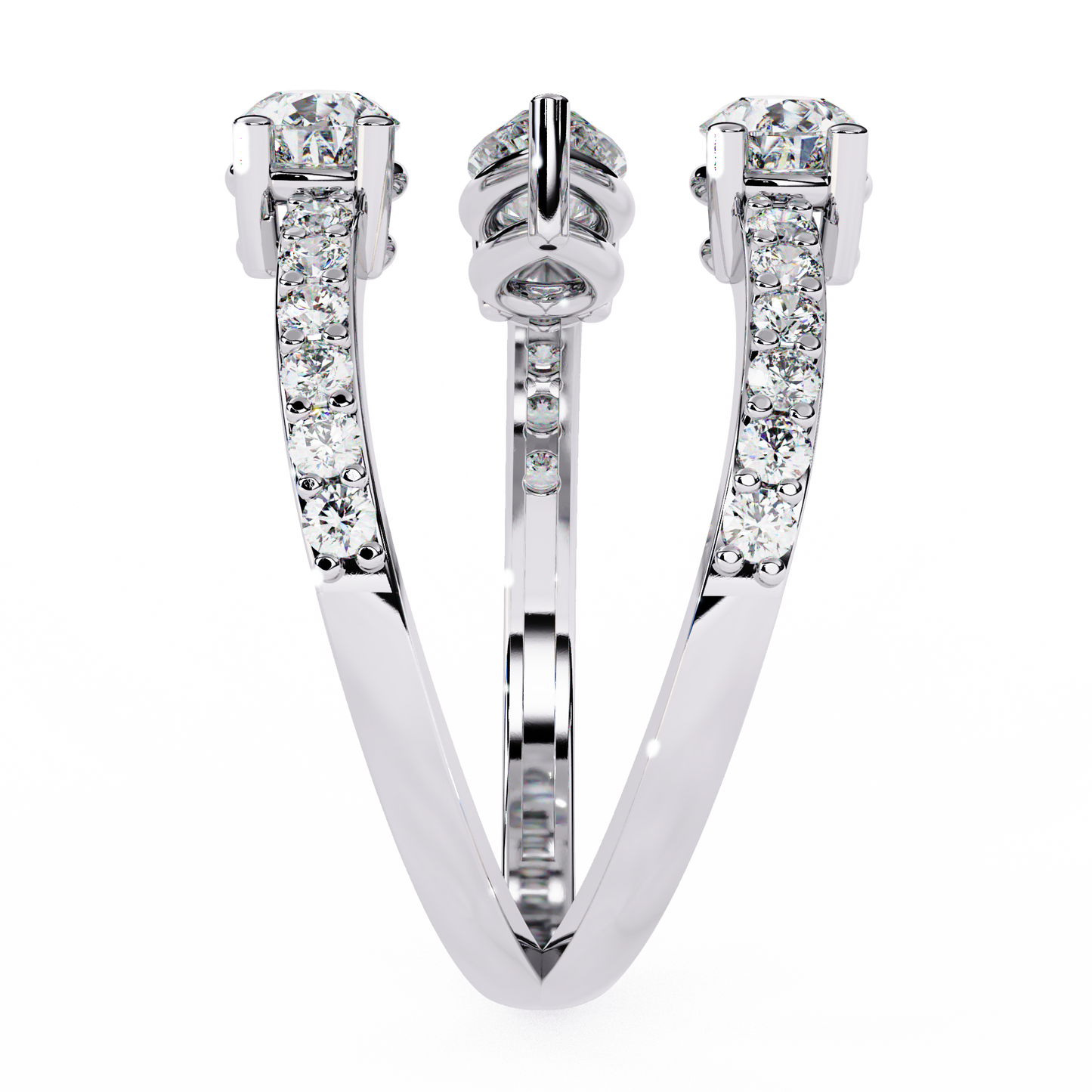 Diamond Serpent Wrap Ring | Modern Three Stone Design