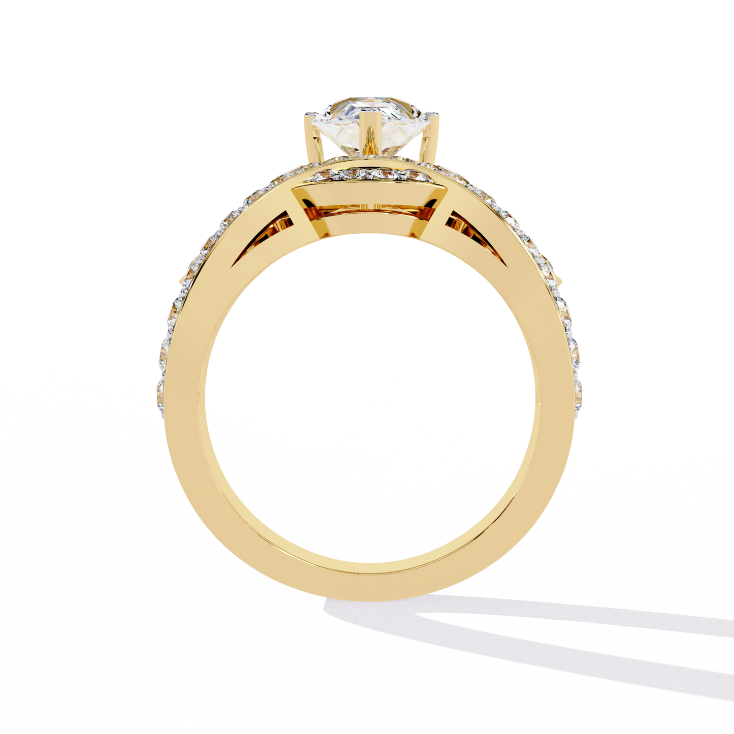 Diamond Peacock Statement Ring | Pear Cut Art Deco Design