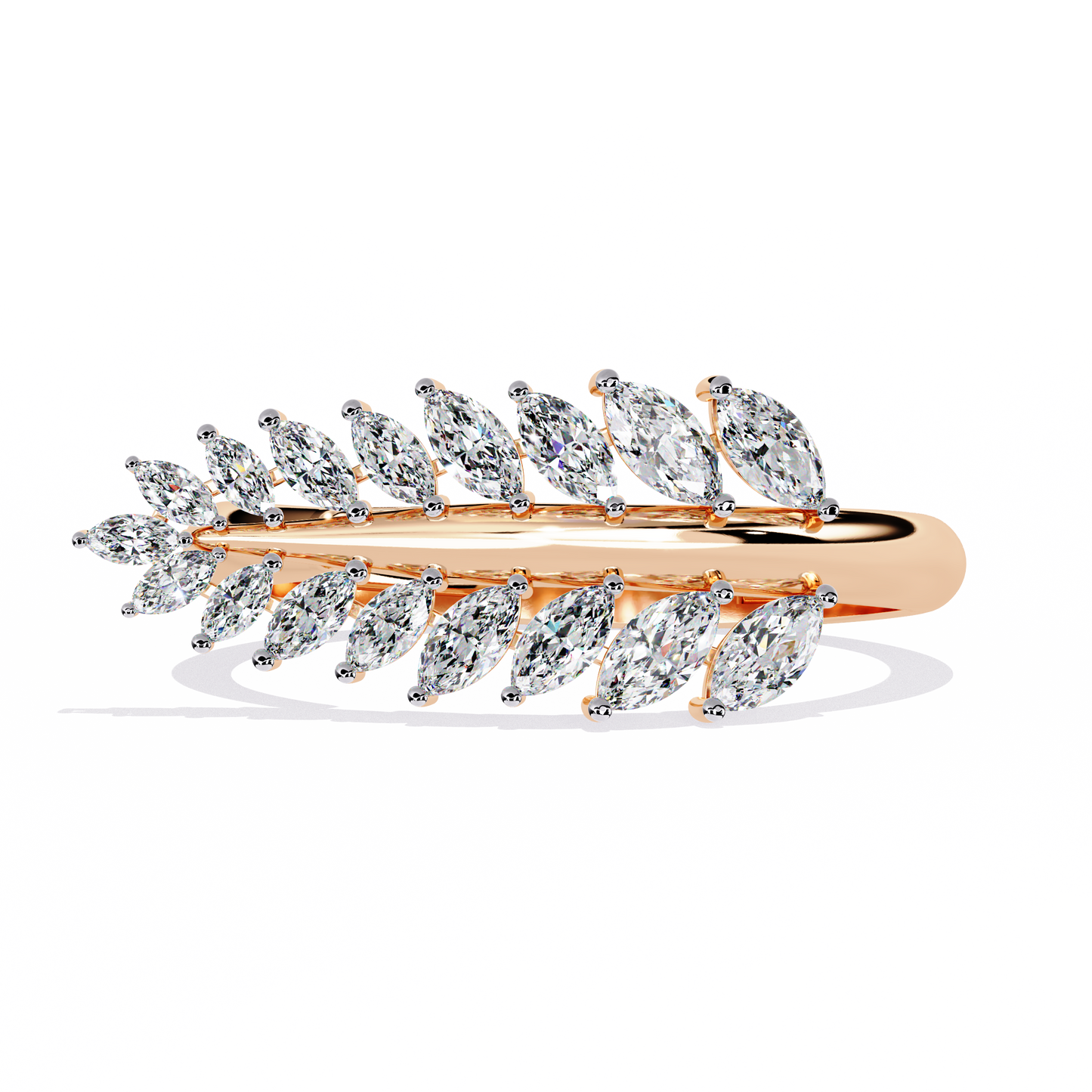 Diamond Feather Ring | Elegant Marquise Statement Band