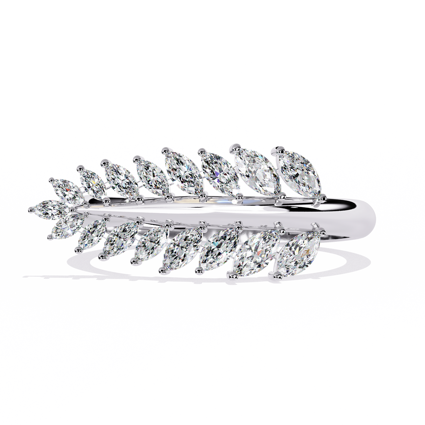 Diamond Feather Ring | Elegant Marquise Statement Band