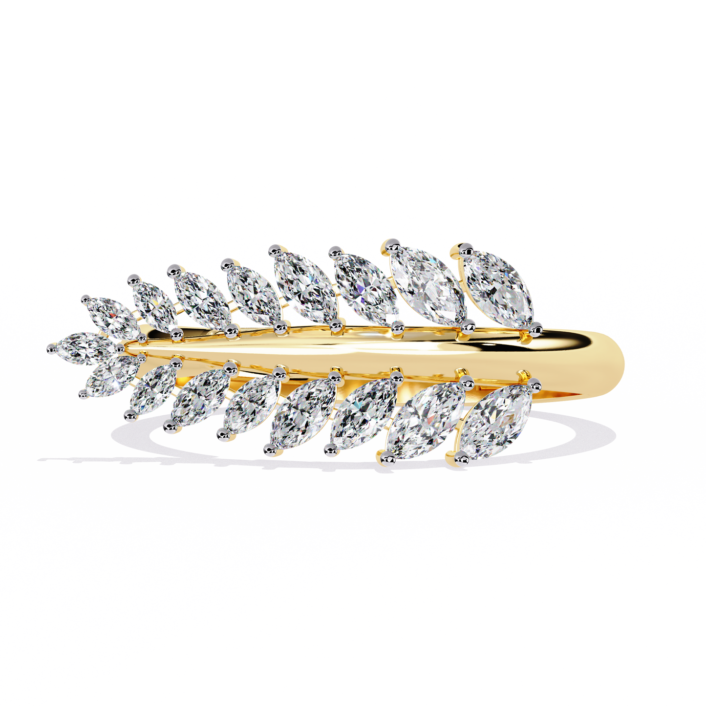 Diamond Feather Ring | Elegant Marquise Statement Band