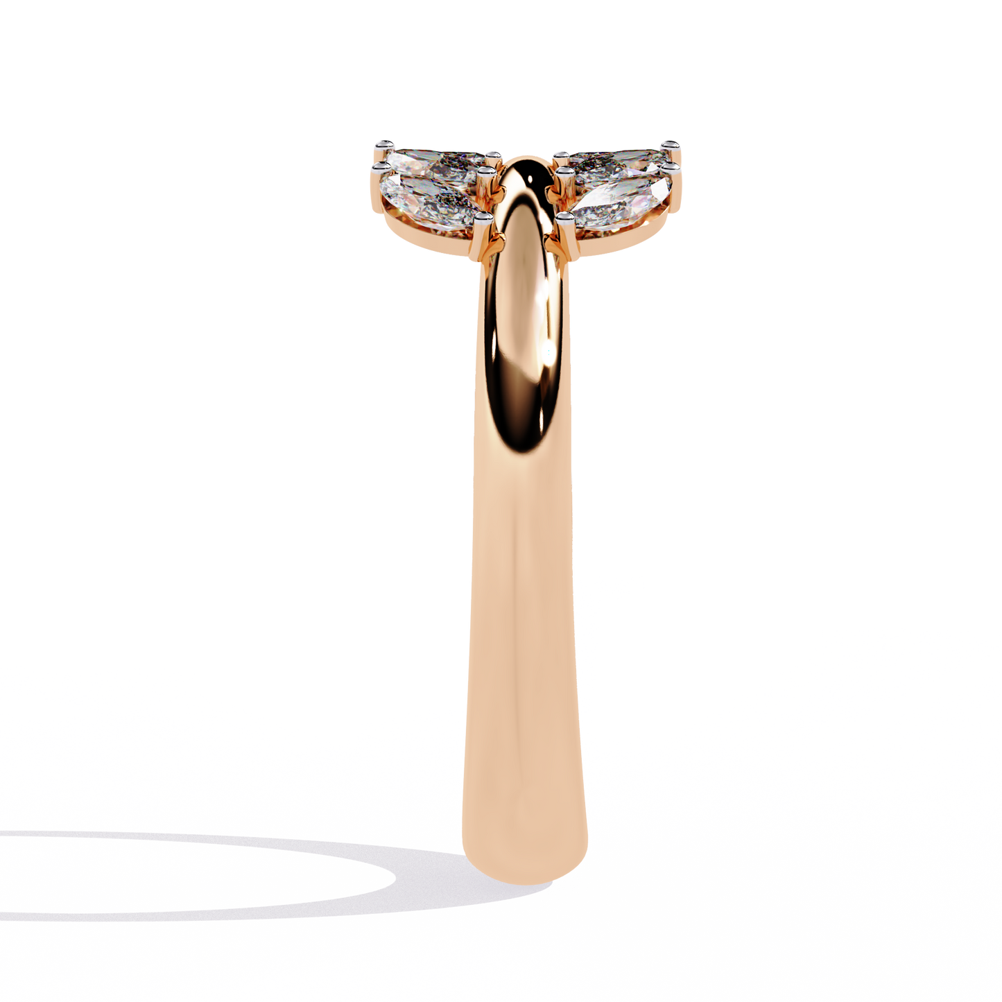 Diamond Feather Ring | Elegant Marquise Statement Band