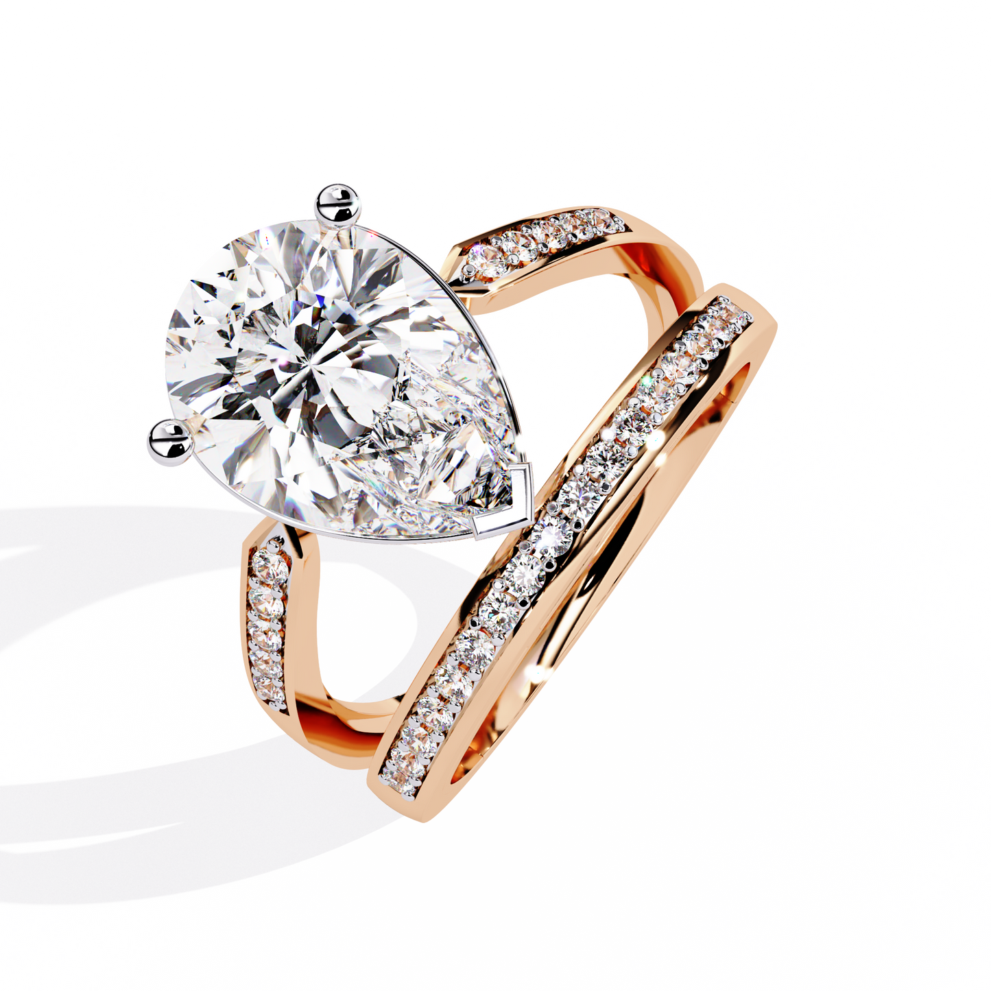 Pear Shaped Elegant Modern Design | Modern Pave Diamond Band