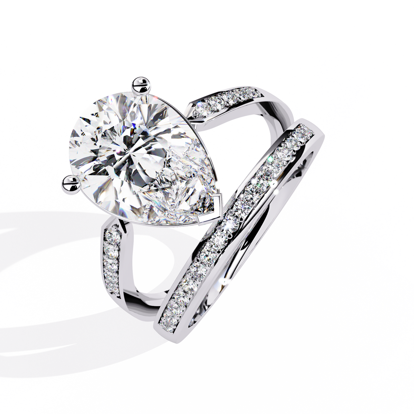 Pear Shaped Elegant Modern Design | Modern Pave Diamond Band