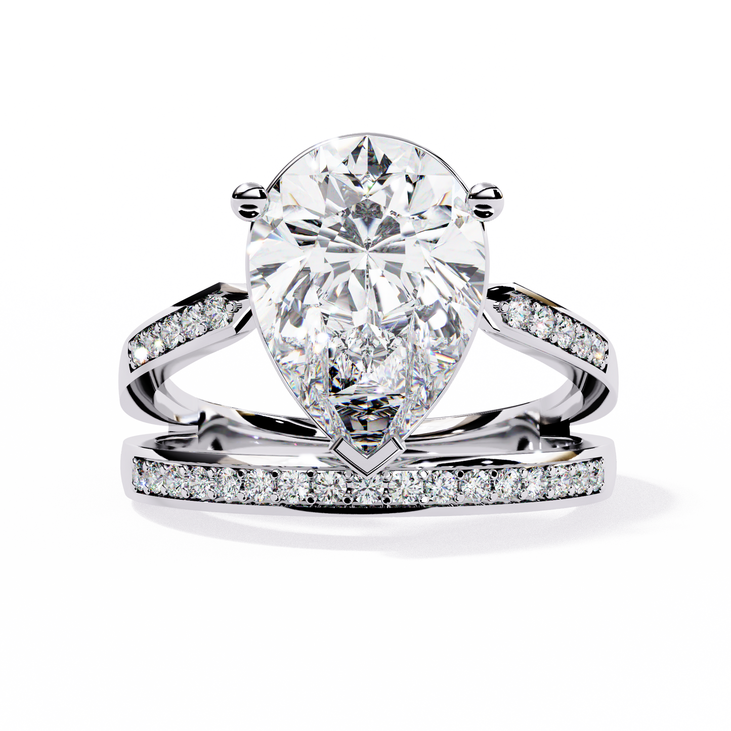 Pear Shaped Elegant Modern Design | Modern Pave Diamond Band
