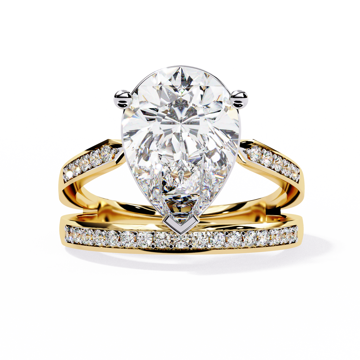 Pear Shaped Elegant Modern Design | Modern Pave Diamond Band