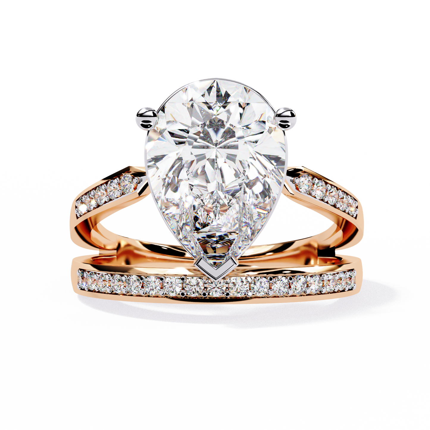 Pear Shaped Elegant Modern Design | Modern Pave Diamond Band