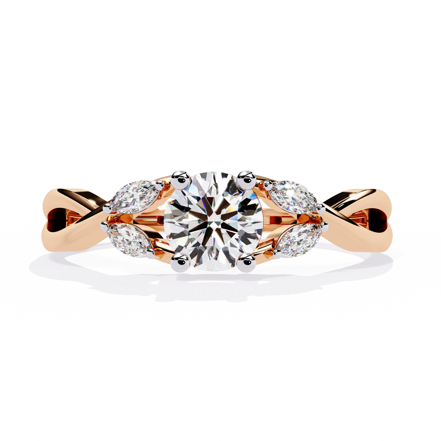 Infinity Engagement Ring with Marquise Side Stones | Romantic Twisted Band