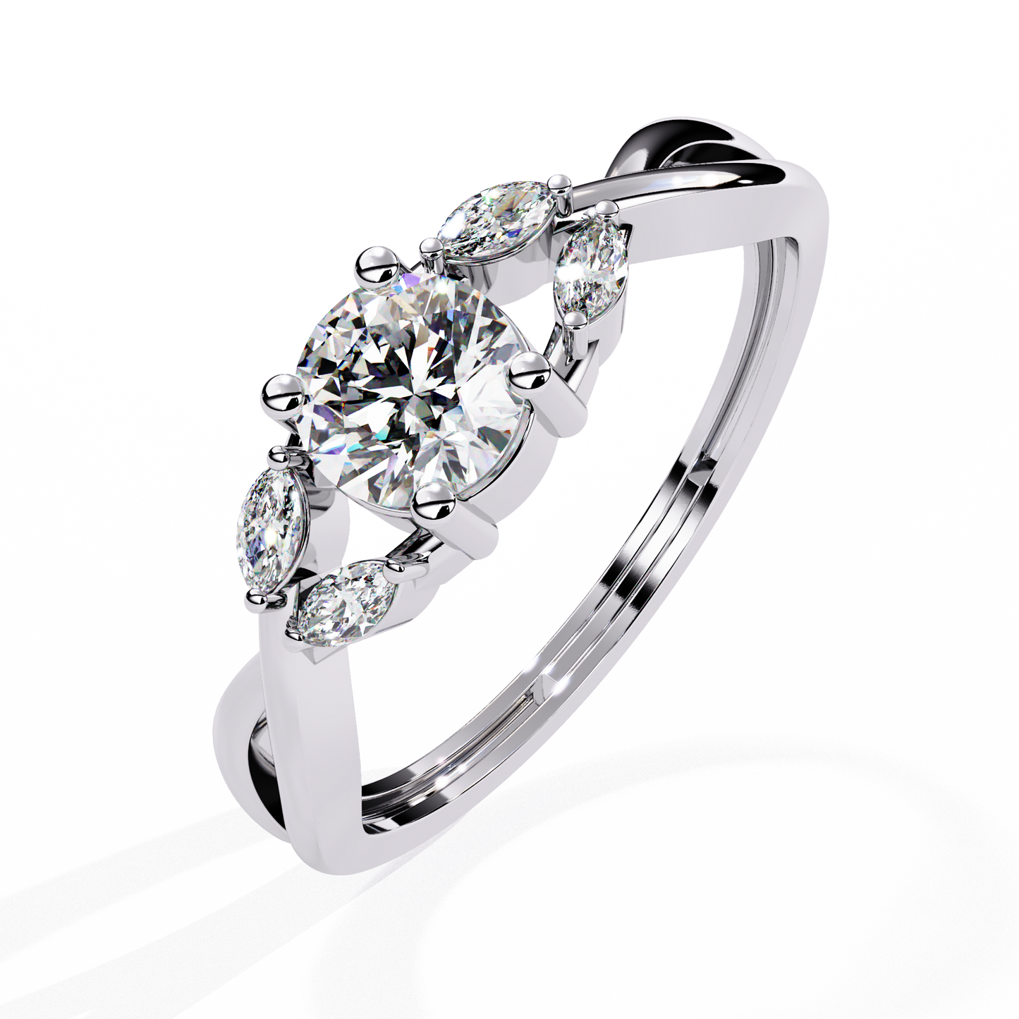 Infinity Engagement Ring with Marquise Side Stones | Romantic Twisted Band