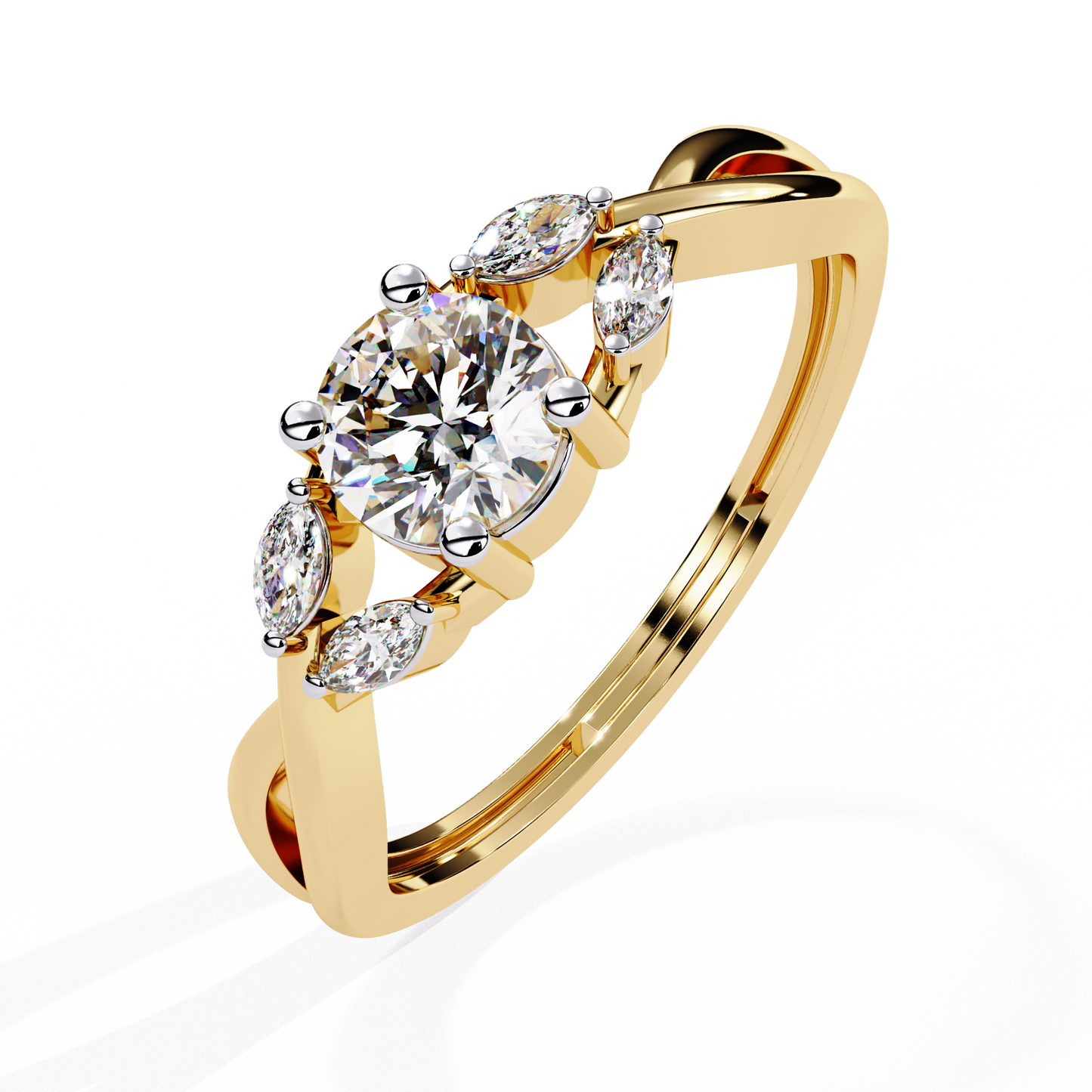 Infinity Engagement Ring with Marquise Side Stones | Romantic Twisted Band