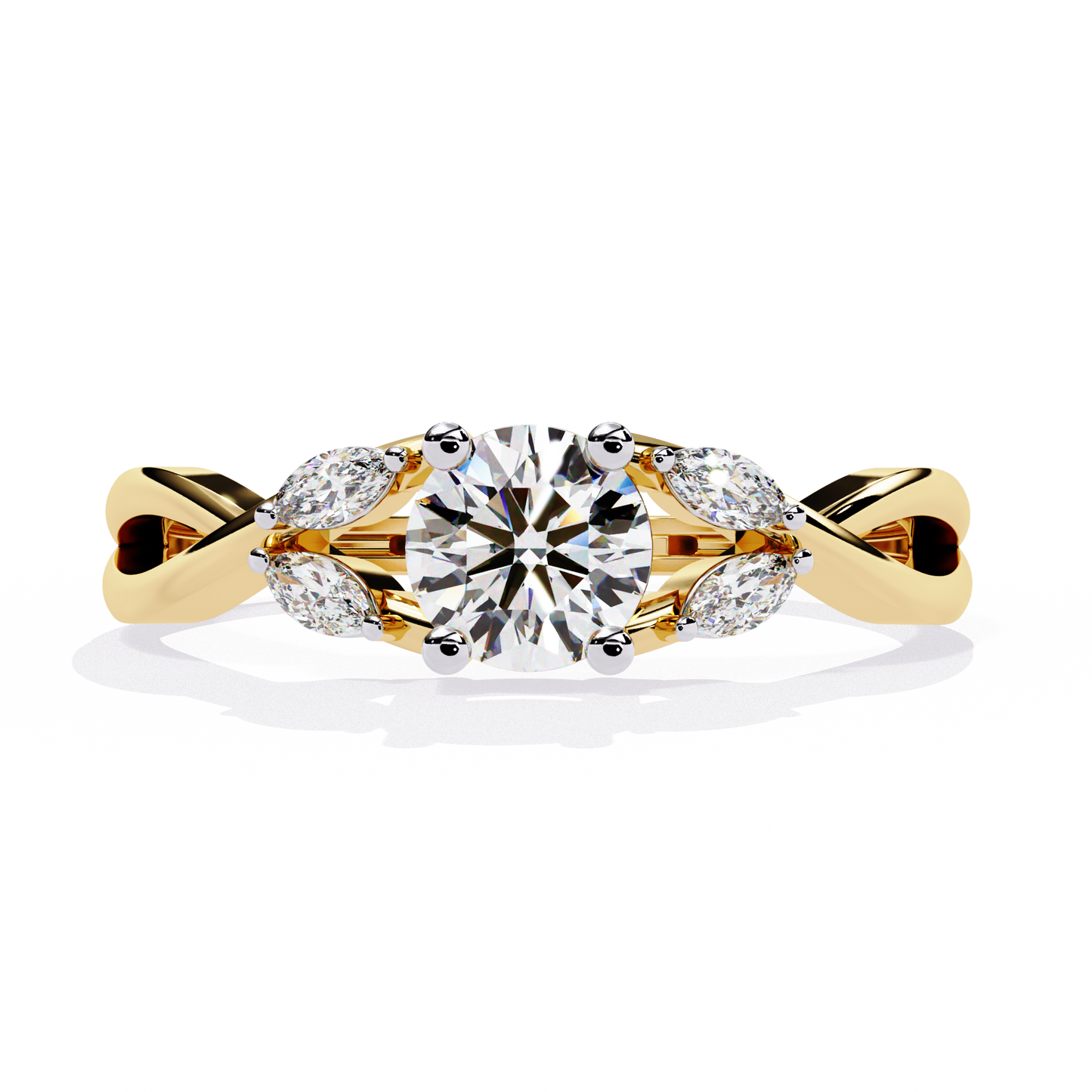 Infinity Engagement Ring with Marquise Side Stones | Romantic Twisted Band