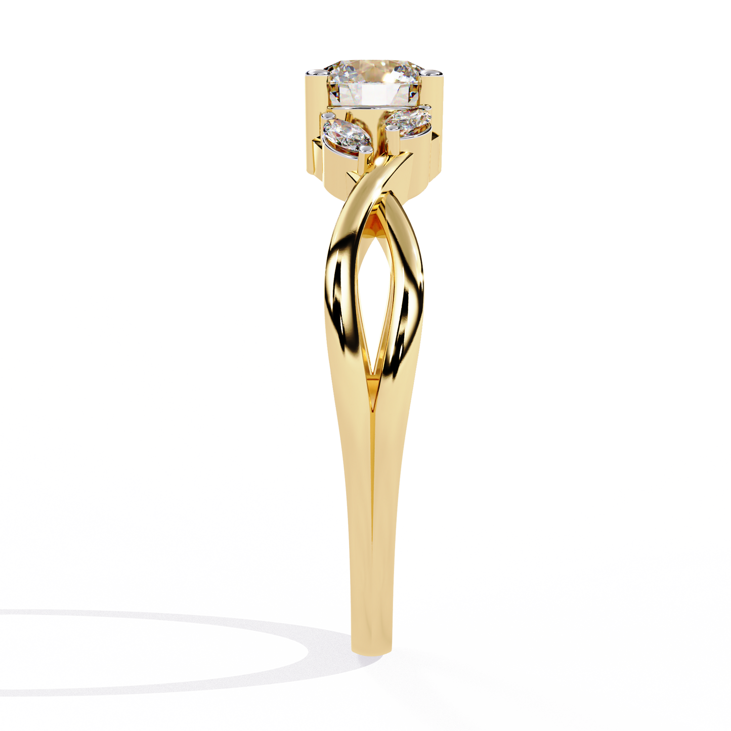 Infinity Engagement Ring with Marquise Side Stones | Romantic Twisted Band