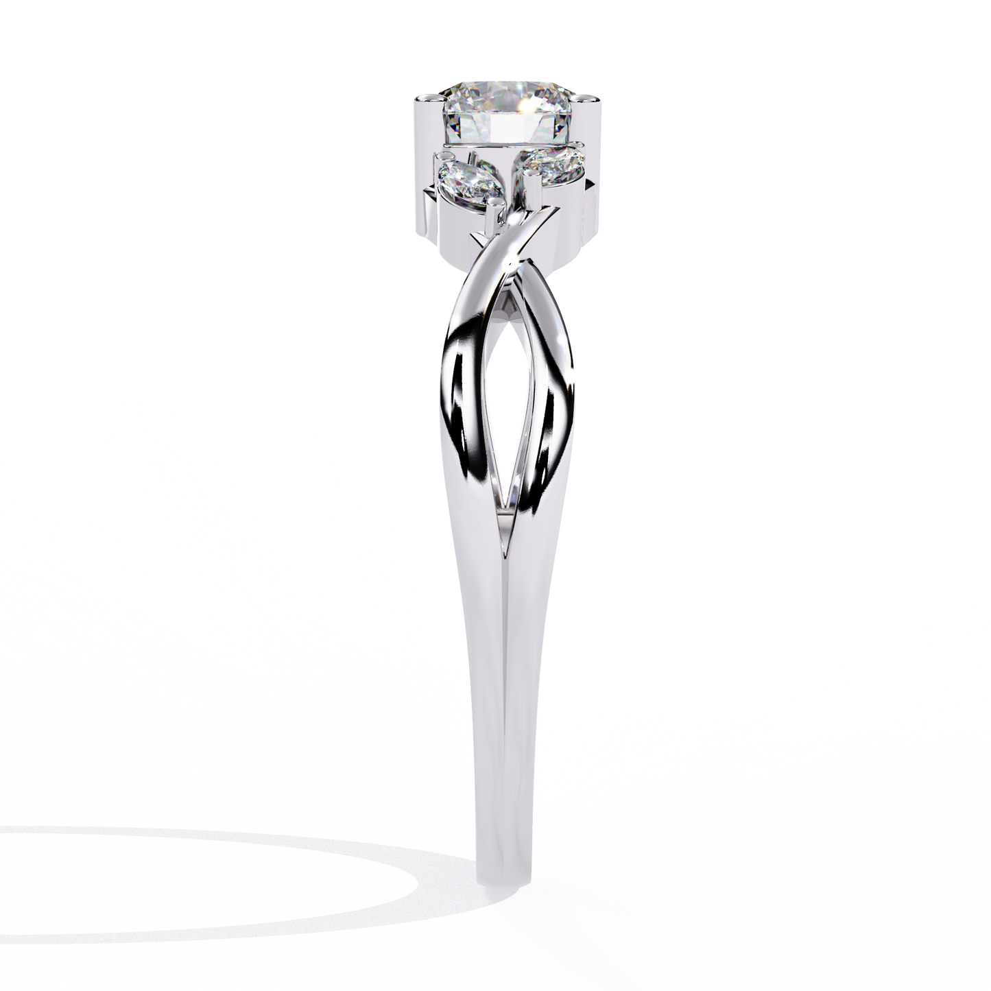 Infinity Engagement Ring with Marquise Side Stones | Romantic Twisted Band