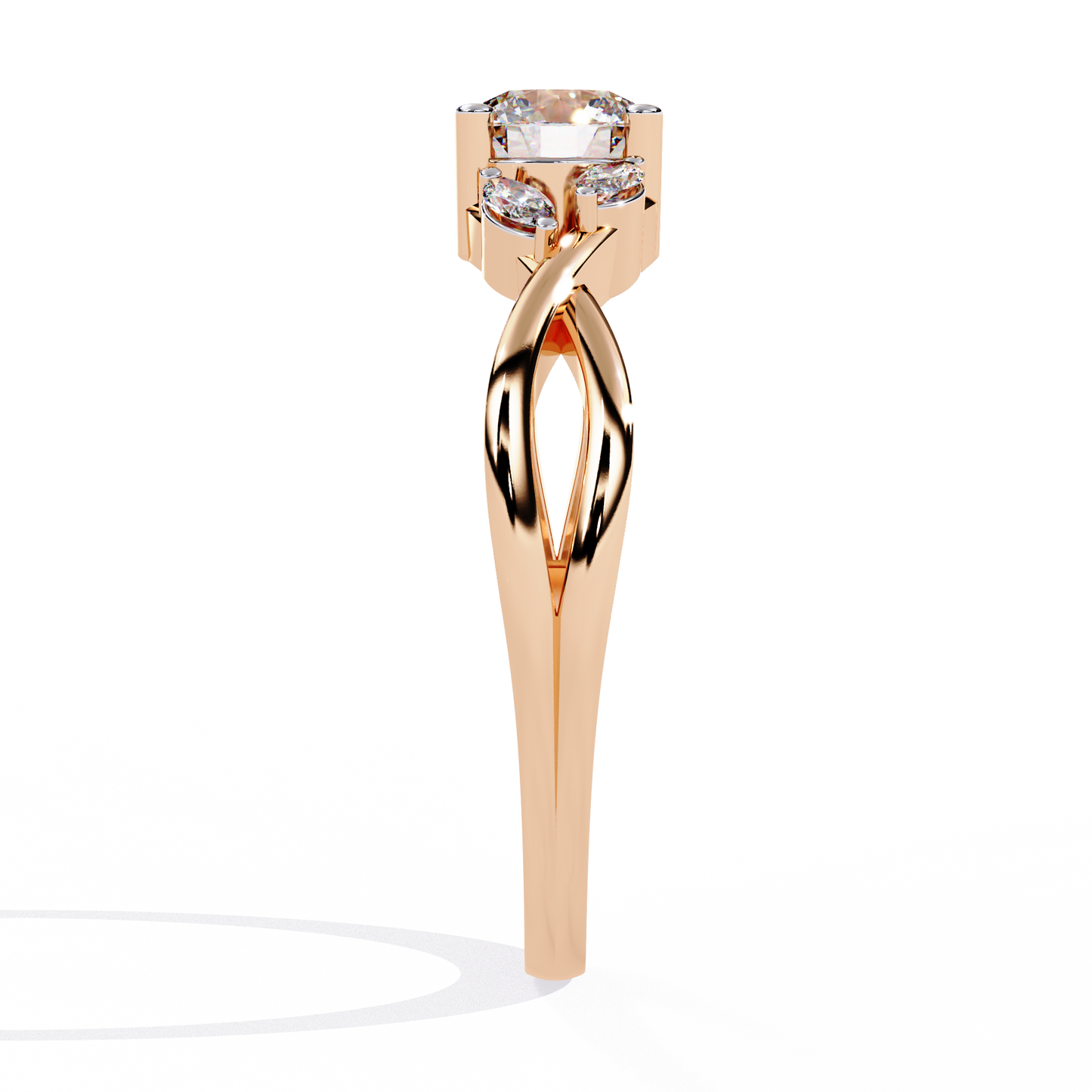 Infinity Engagement Ring with Marquise Side Stones | Romantic Twisted Band