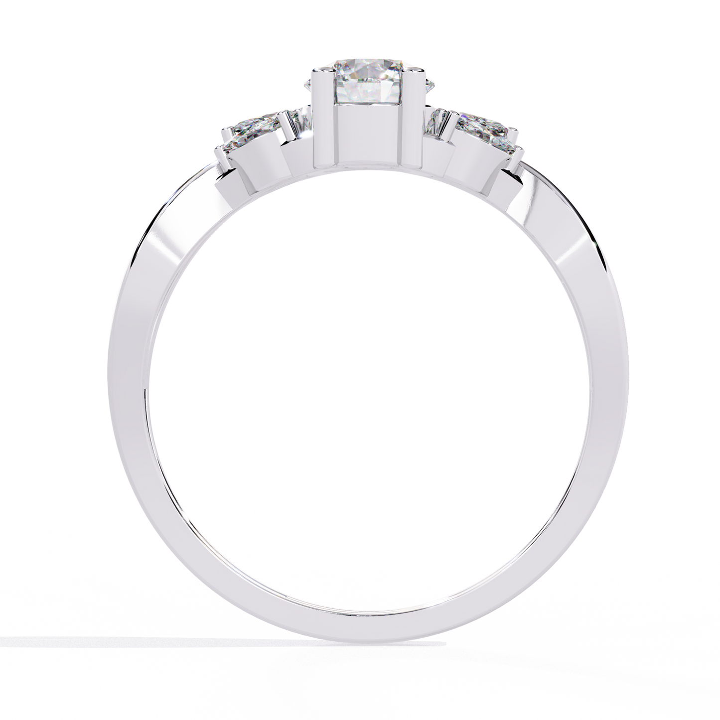 Infinity Engagement Ring with Marquise Side Stones | Romantic Twisted Band