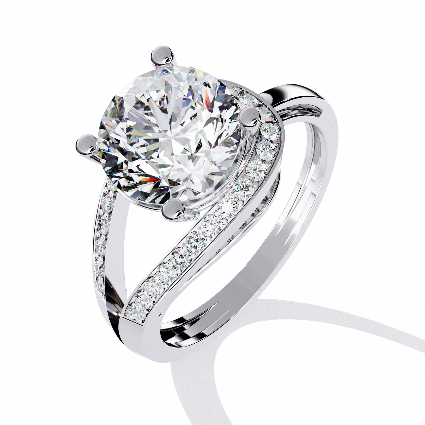 Swirl Split Shank Engagement Ring | Modern Solitaire Design
