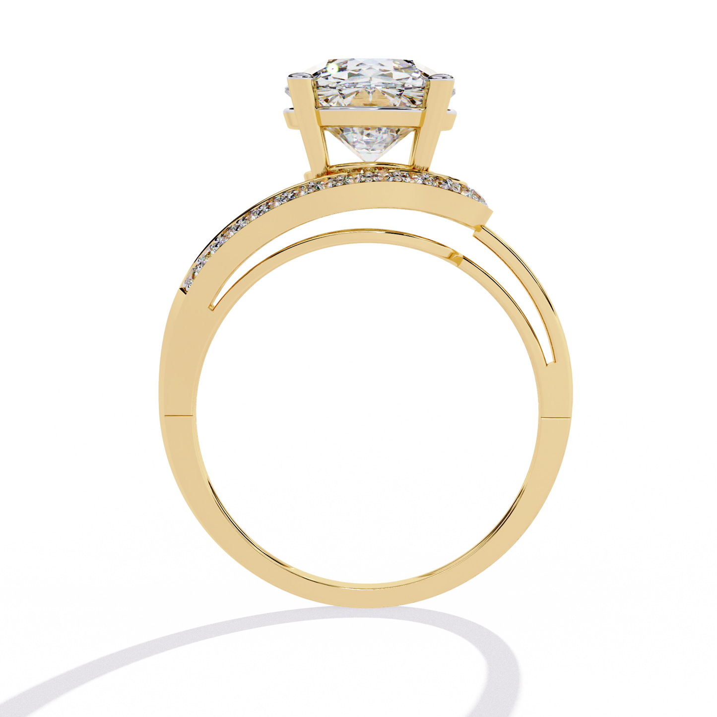 Swirl Split Shank Engagement Ring | Modern Solitaire Design