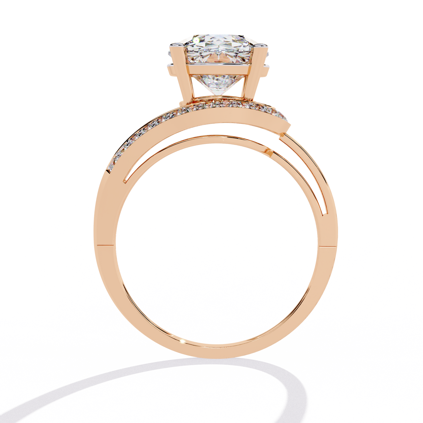 Swirl Split Shank Engagement Ring | Modern Solitaire Design