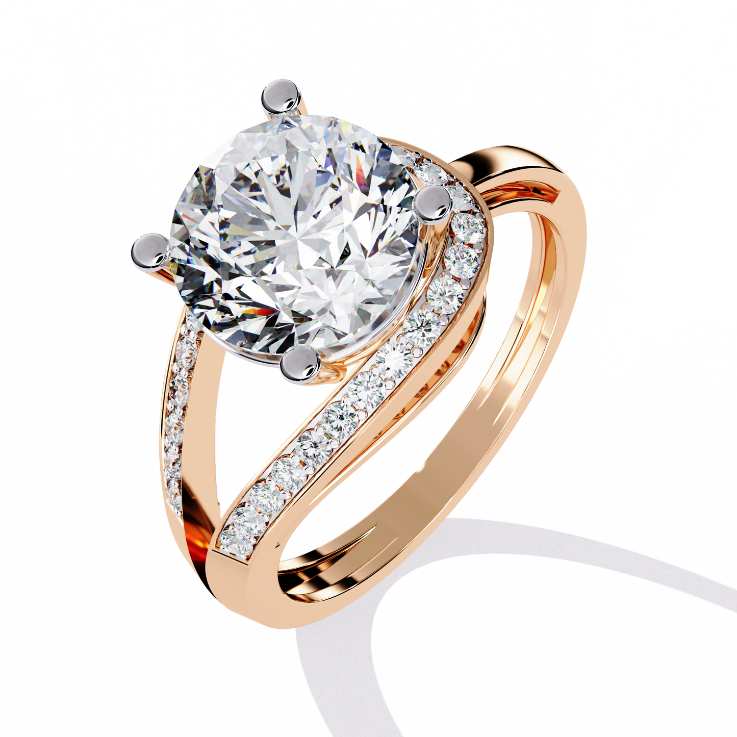 Swirl Split Shank Engagement Ring | Modern Solitaire Design
