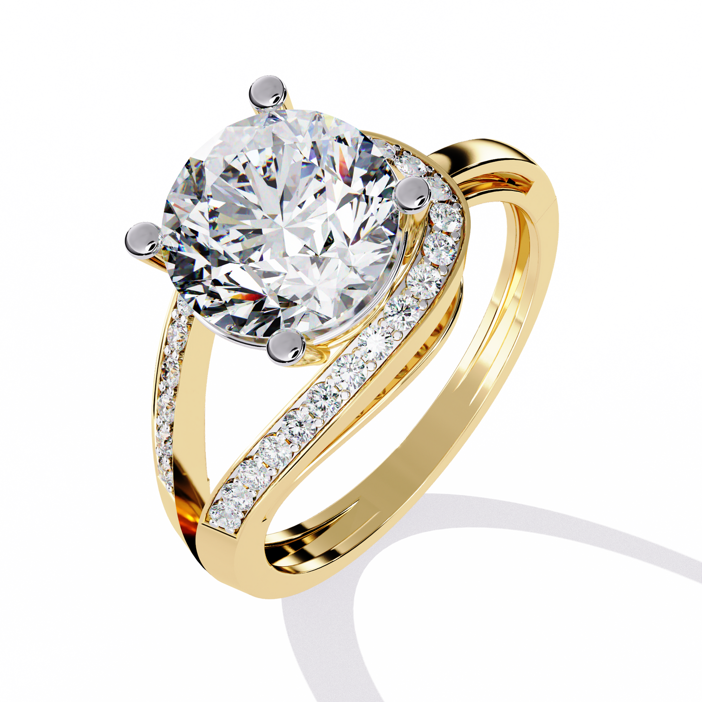 Swirl Split Shank Engagement Ring | Modern Solitaire Design