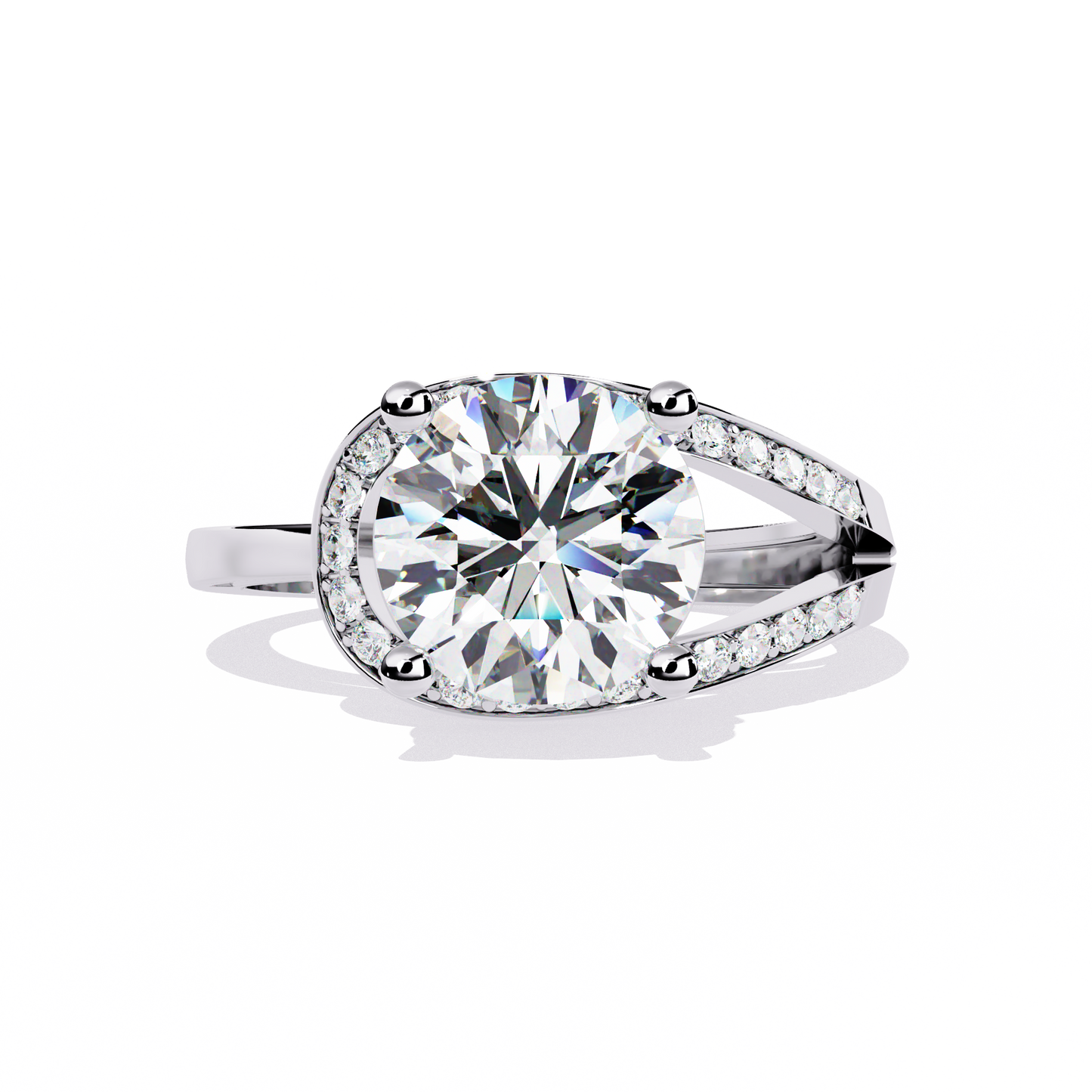 Swirl Split Shank Engagement Ring | Modern Solitaire Design