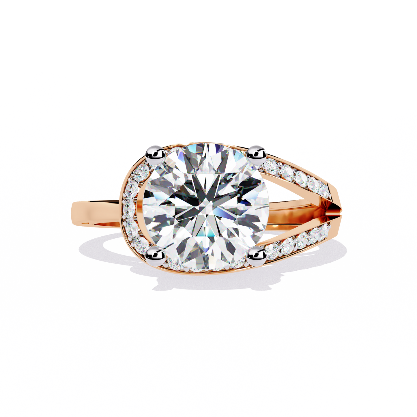 Swirl Split Shank Engagement Ring | Modern Solitaire Design