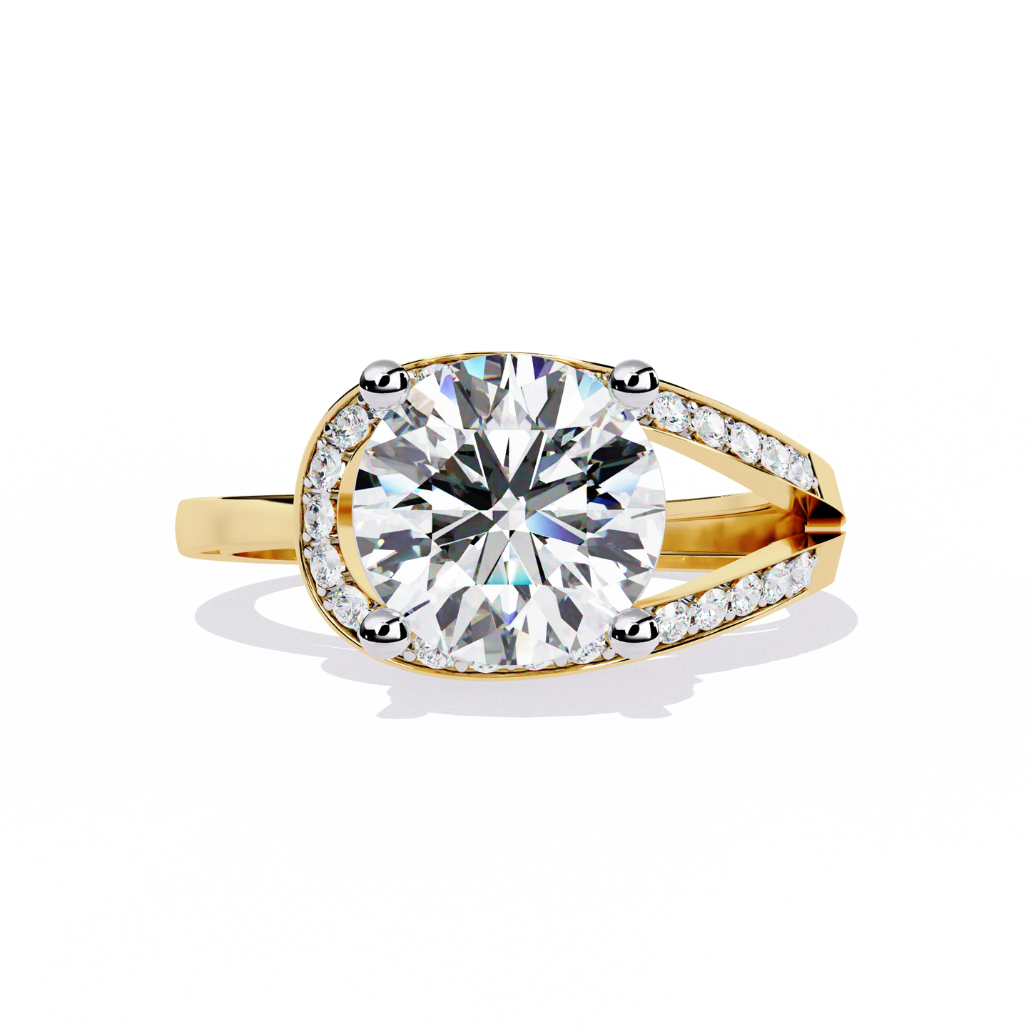 Swirl Split Shank Engagement Ring | Modern Solitaire Design