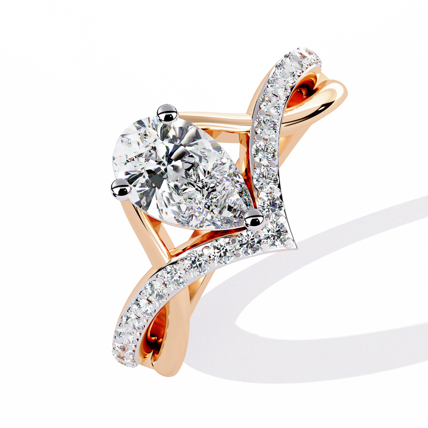 Pear Diamond Tiara Ring | Modern Chevron Engagement Ring